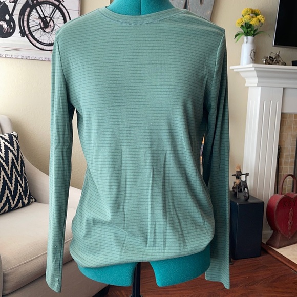 Green Striped Womens Long Sleeve 
